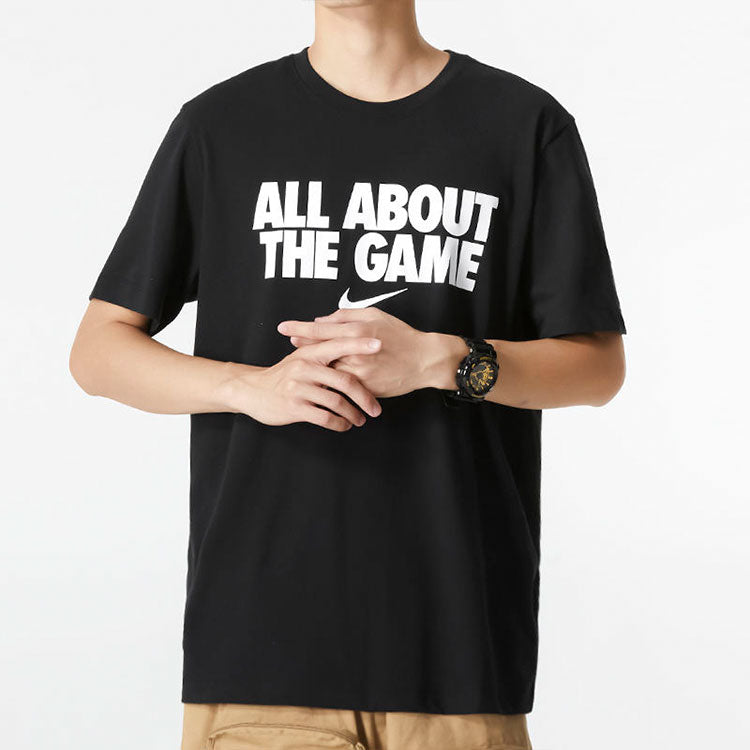 Men's Nike Alphabet Printing Solid Color Round Neck Pullover Short Sleeve Black T-Shirt DV1219-010