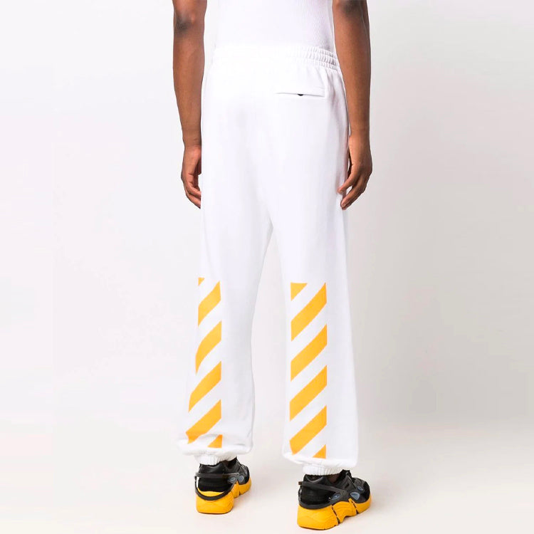Men's Off-White FW21 Caravaggio Painting Printing Sports Pants/Trousers/Joggers White OMCH029F21FLE0050184