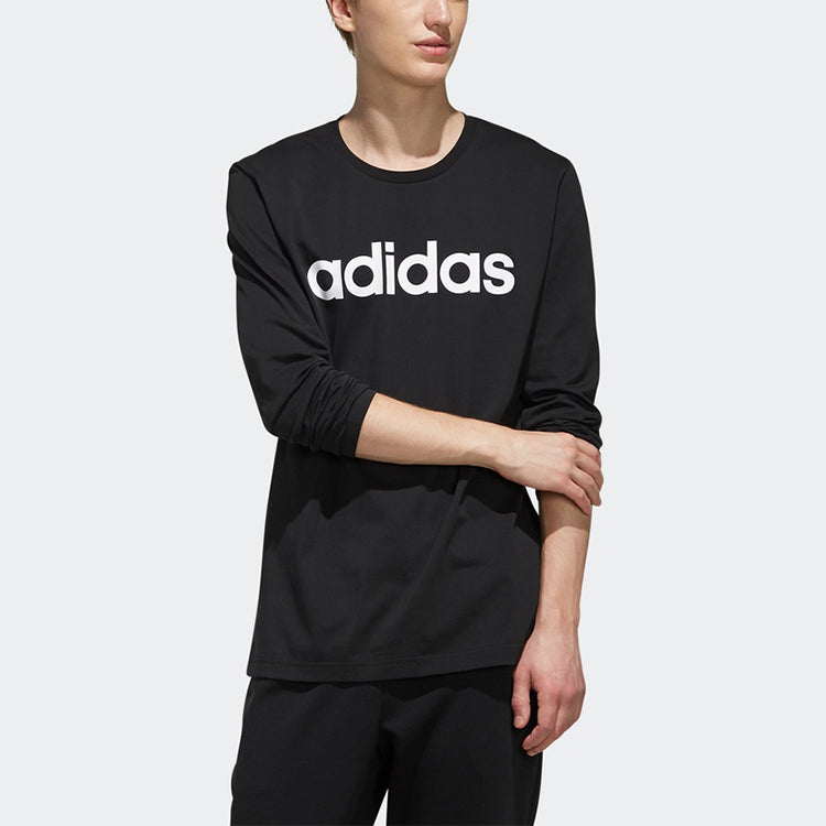 adidas neo M CE LNR LS logo Printing Round Neck Long Sleeves Black EI4723