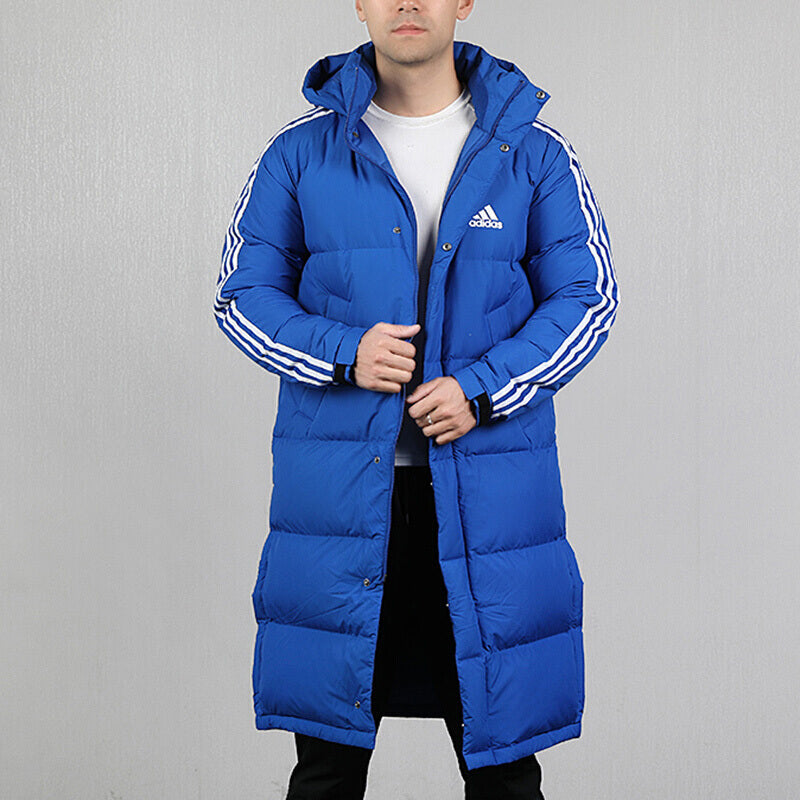 adidas 3ST Long Parka Windproof Stay Warm hooded down Jacket Blue EH3992