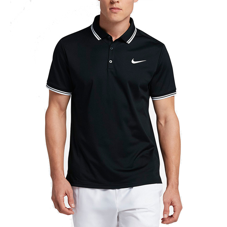 Nike Stripe Quick Dry Sports Short Sleeve Polo Shirt Black 830848-010