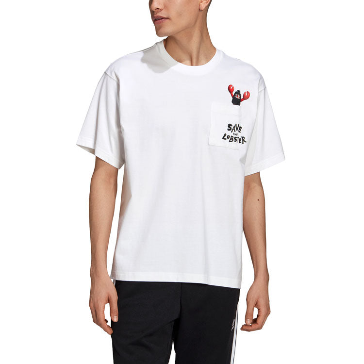 adidas originals Artist Tee Ss Dragon Pattern Pocket Short Sleeve White HA4688