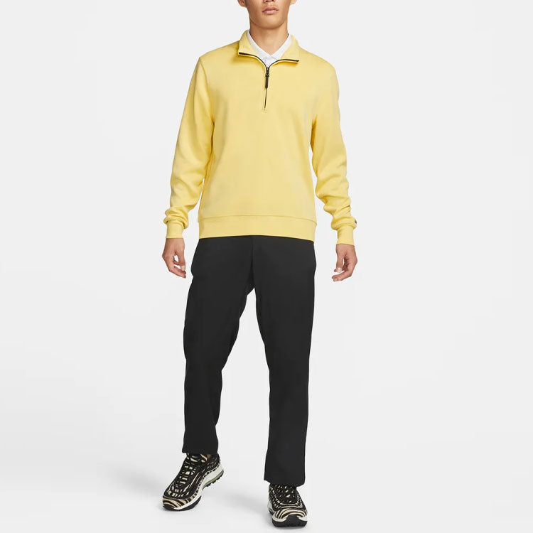 Men's Nike Solid Color Half Zipper Stand Collar Long Sleeves Yellow DH0987-753