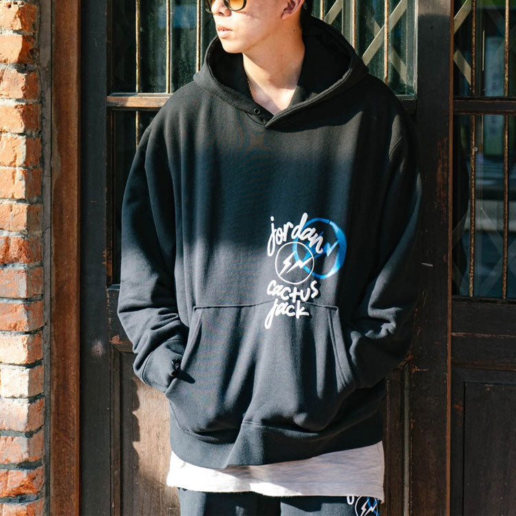 Air Jordan x Travis Scott x Fragment Cartoon Printing Hoodie Asia Sizing 'Black White' DJ0616-010