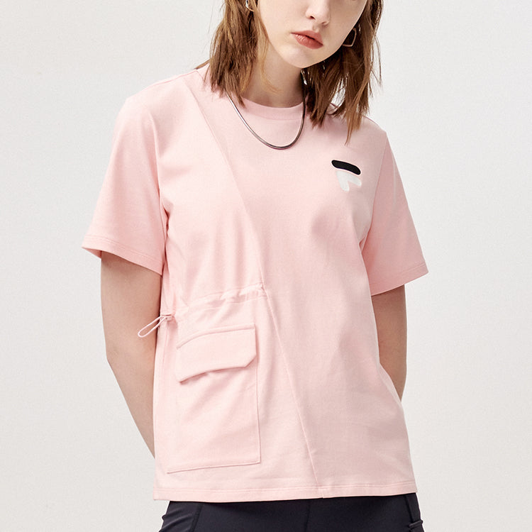 FILA FUSION Loose Sports Pocket Round Neck Short Sleeve Pink T11W123111F-PK