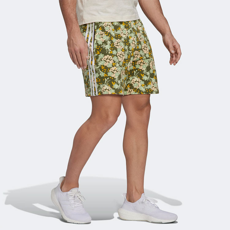 adidas M SHORT Full Print Straight Lacing Sports Shorts Green HS3506