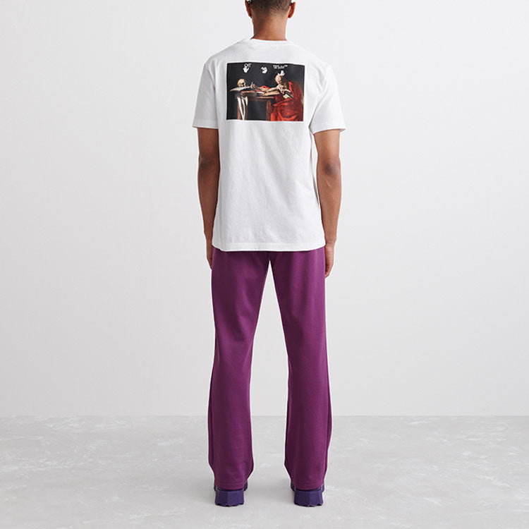 Men's Off-White SS22 Solid Color Logo Printing Straight Sports Pants/Trousers/Joggers Loose Fit Purple OMCJ018S22FAB0013701