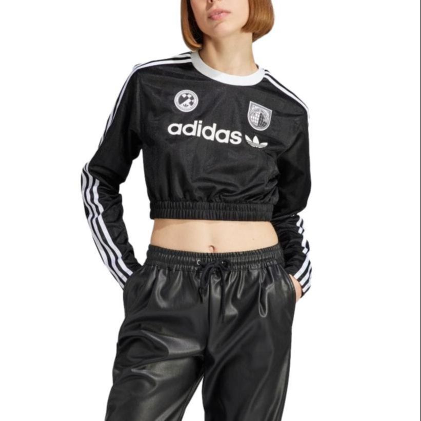 (WMNS) adidas Long Sleeve Crop Tee 'Black' IR9802