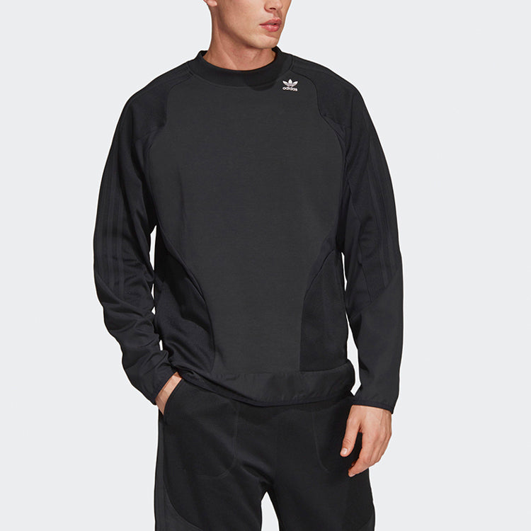 adidas originals Sweatshirt Splicing Casual Sports Round Neck Pullover Black DV1980