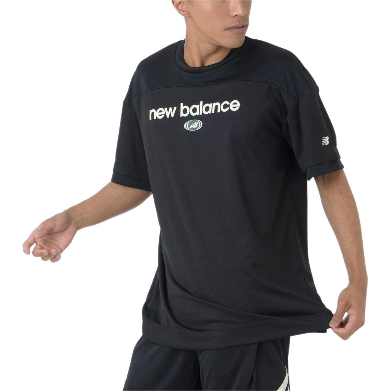 New Balance Linear Logo Honeycomb Mesh T-shirt Asia Sizing 'Black' AMT45072-BK