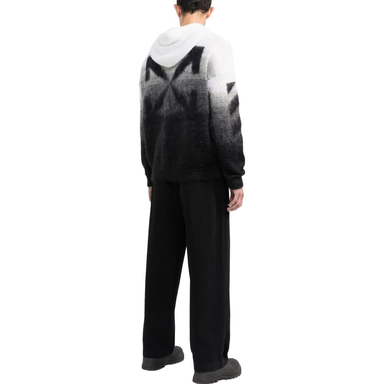 Men's Off-White Colorblock Drawstring Zipper Knit Jacket Black OMHA132C99KNI0011010