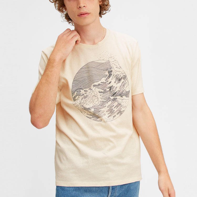 Men's Levis Printing Round Neck Short Sleeve Beige T-Shirt 21547-0019