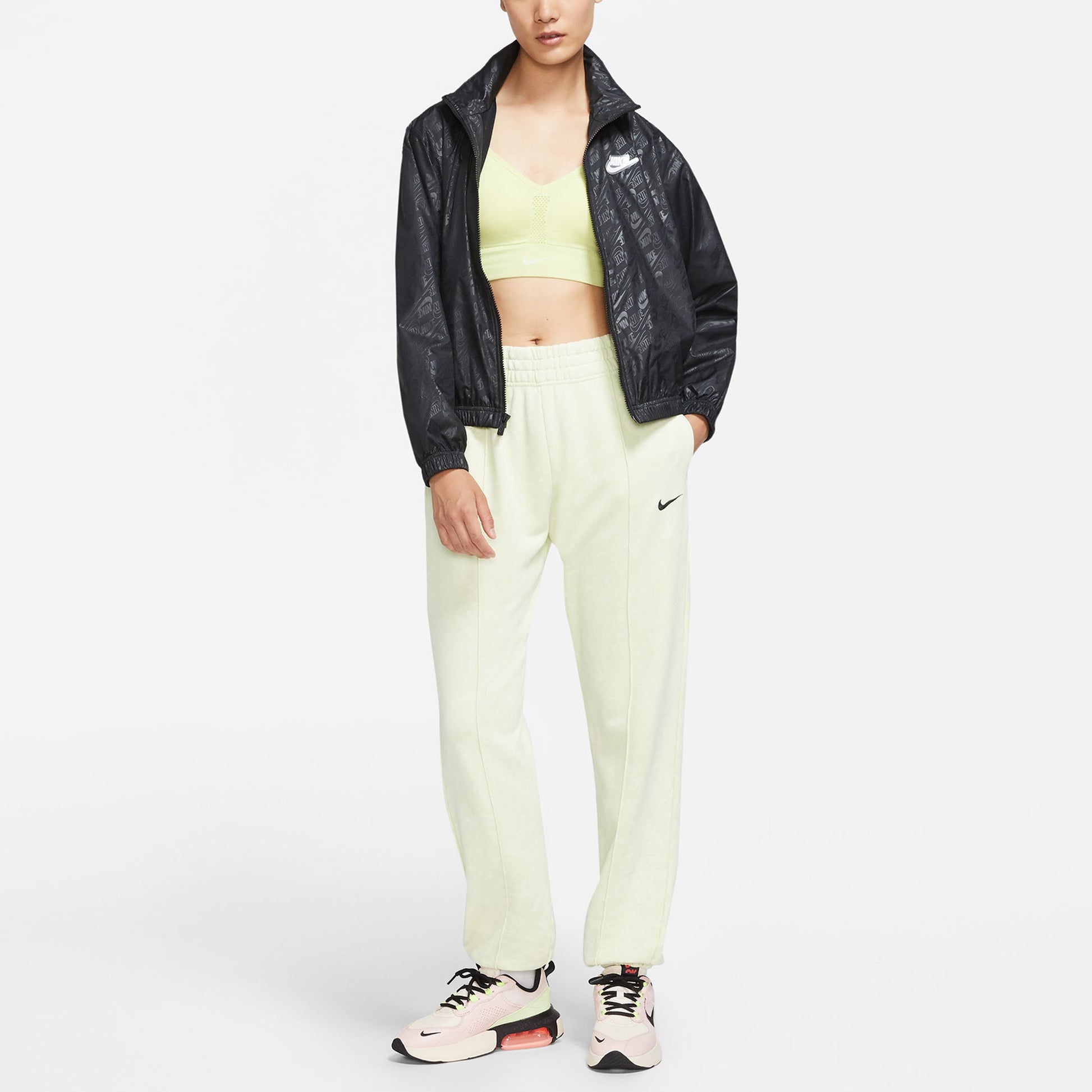 (WMNS) Nike Sportswear Full Print Logo Loose Sports Woven Jacket Black DD5787-010