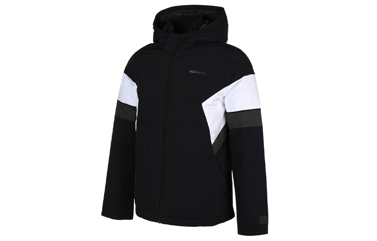 adidas neo Colorblock Sports Stay Warm hooded Windproof Down Jacket Black GJ8861