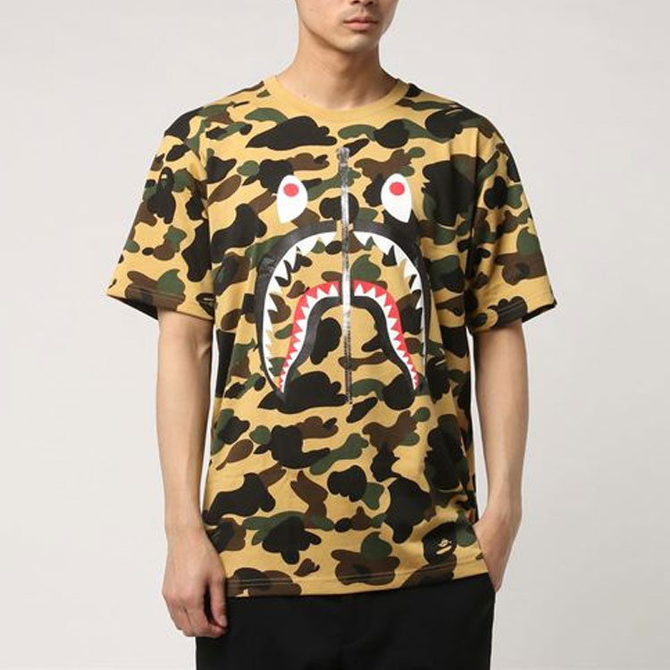 BAPE 1st Camo Shark Tee Yellow/Camo Yellow Camouflage Short Sleeve Unisex BAPE-SS18-0010
