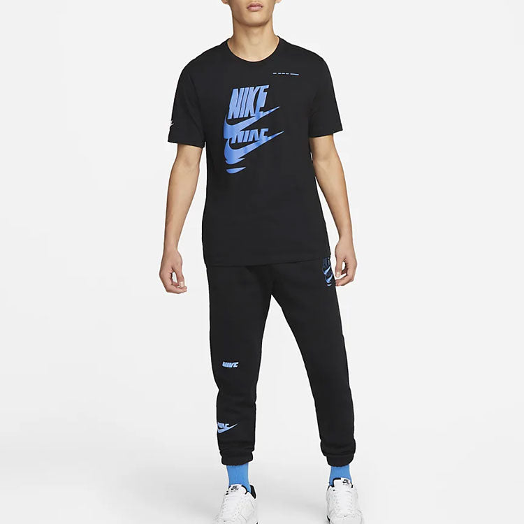 Men's Nike Chest Creative Printing Short Sleeve Black T-Shirt DM6378-010