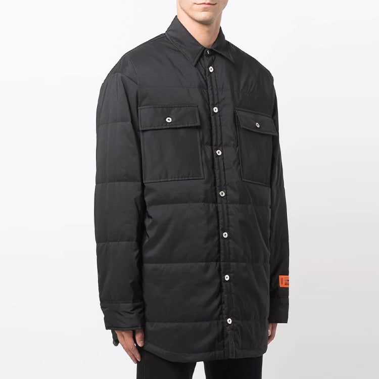 HERON PRESTON Quilted Nylon Shirt 'Black' HMEA072F21FAB0011000