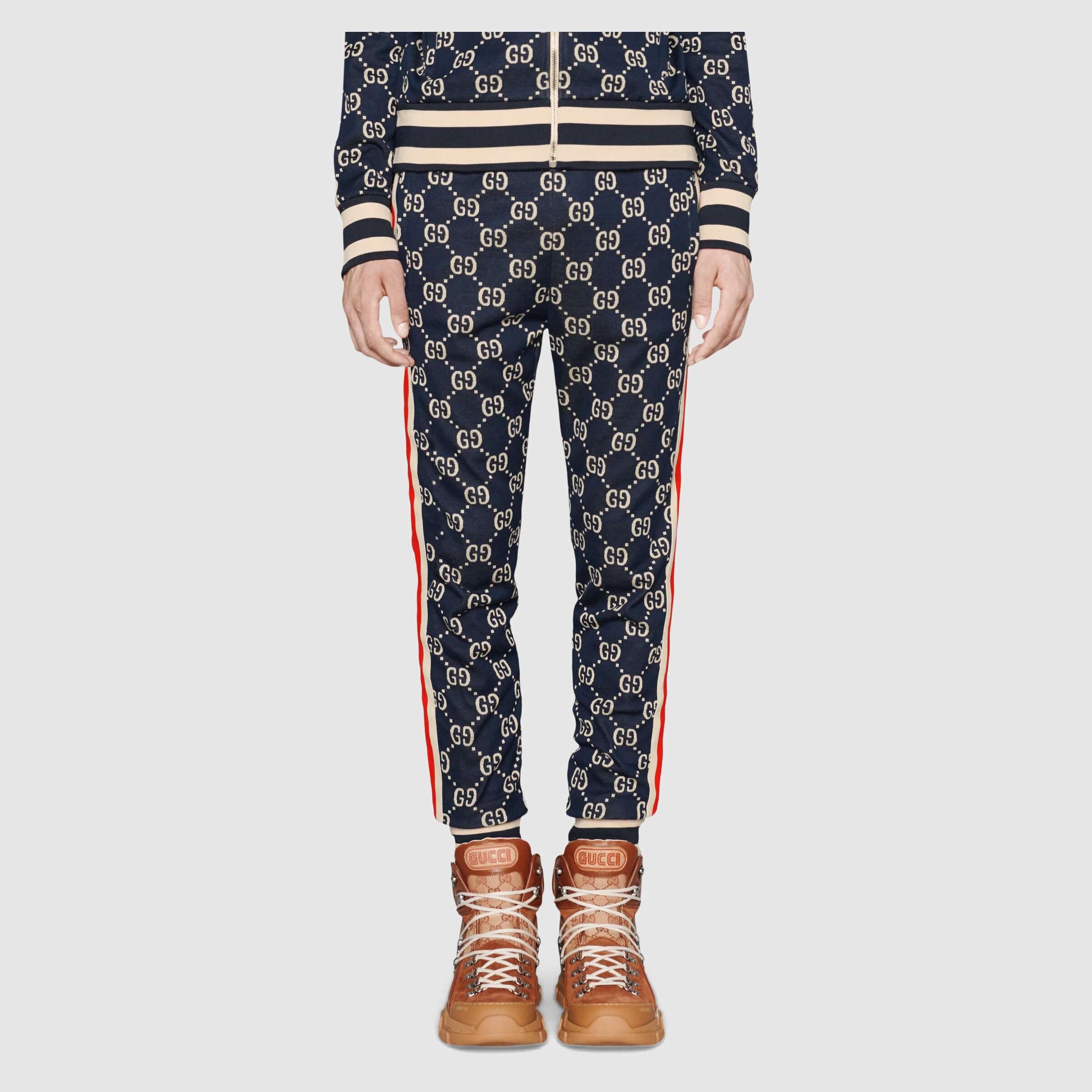 Gucci GG Jacquard Jogging Trousers For Men Blue 496920-X9V05-4245