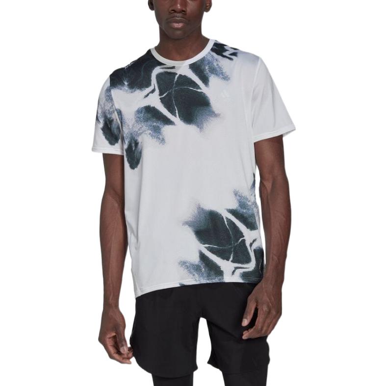 Men's adidas Tie Dye Logo Printing Reflective Detail Straight Short Sleeve Gray T-Shirt HN9478