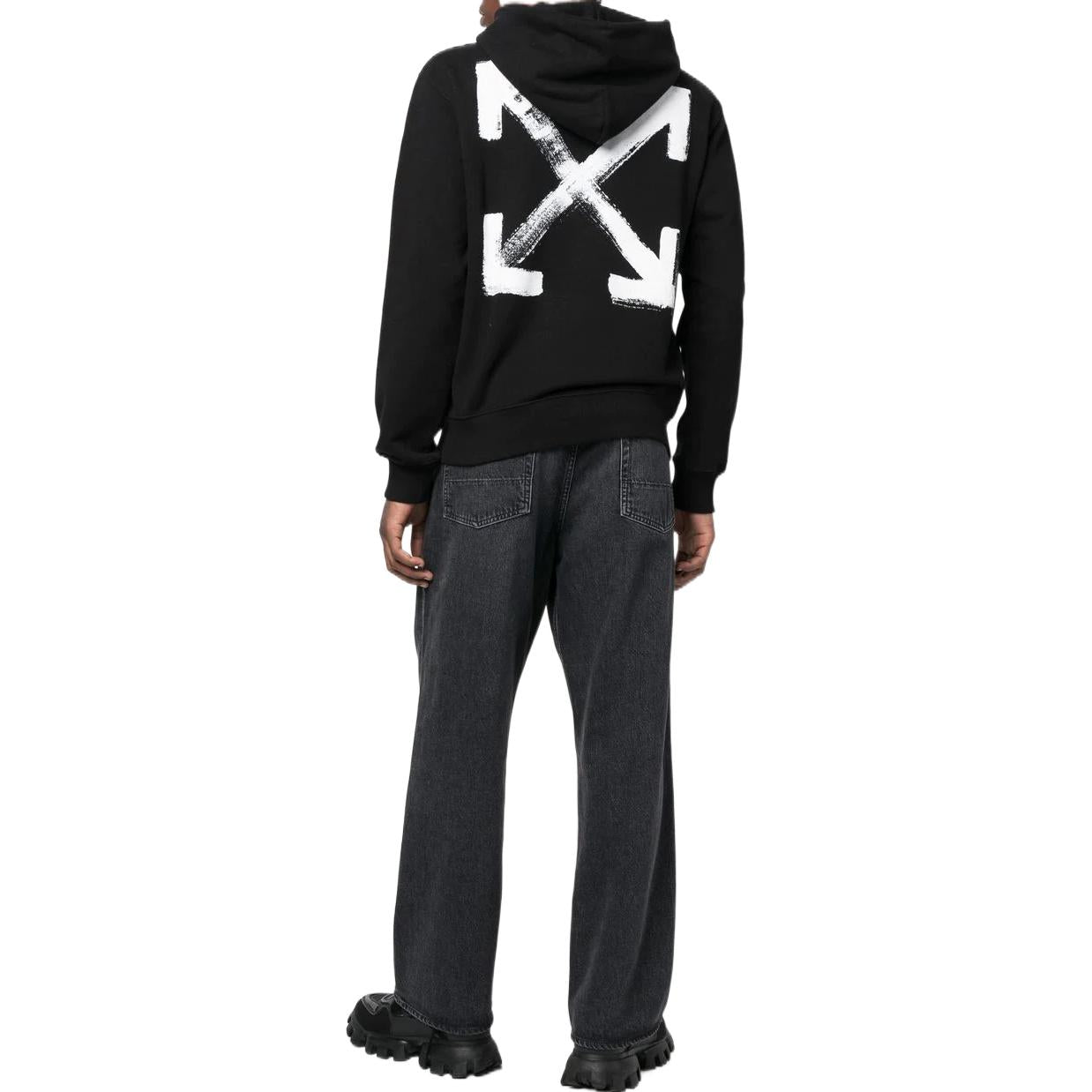 Off-White Paint Arrow Slim Hoodie 'Black White' OMBB097F22FLE0081001
