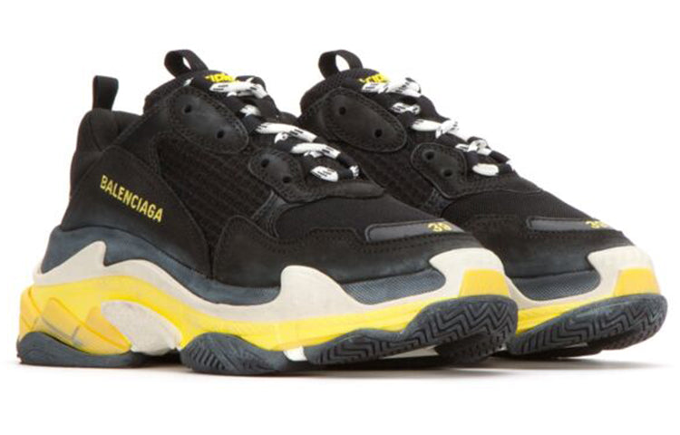 (WMNS) BALENCIAGA Triple S Daddy Shoes Black/Yellow 531388W090G1087