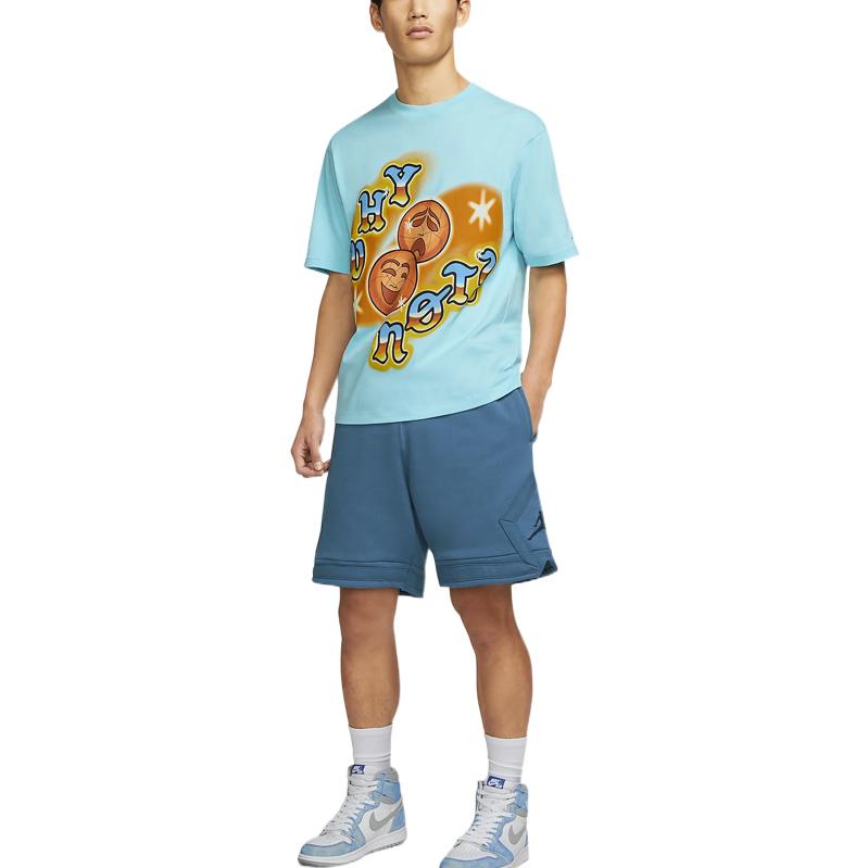 Air Jordan 'why Not' Round Neck Cotton Printing Short Sleeve Pink Blue DO2506-482