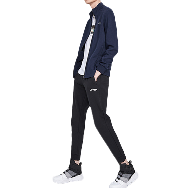 Li-Ning Solid Color Zipper Stand Collar Jacket 'Navy' AWDQ035-4