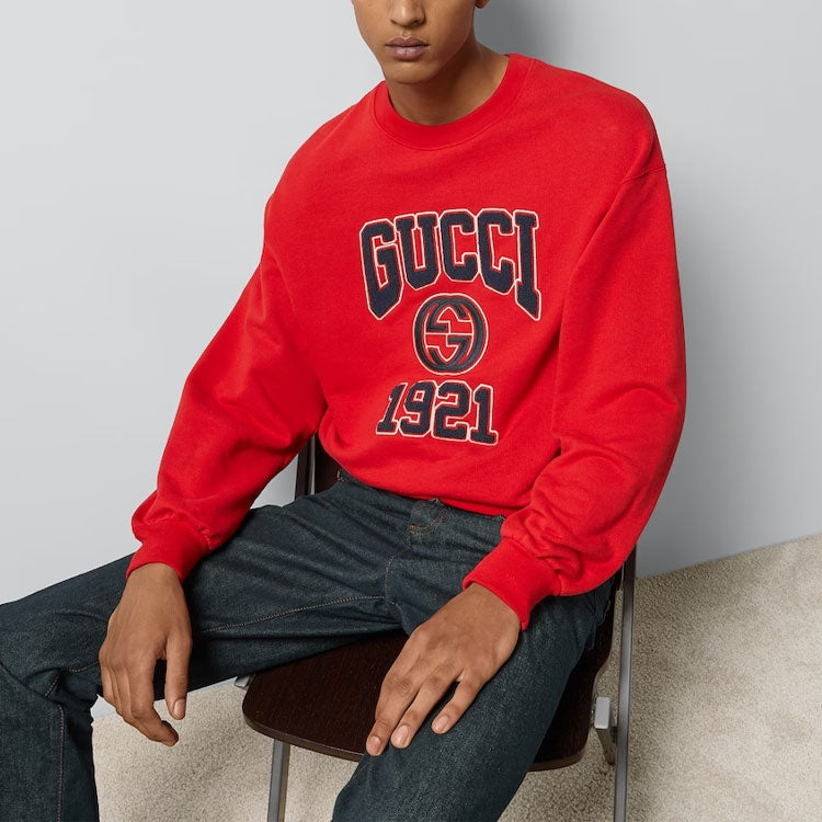 Gucci Cotton Jersey Sweatshirt With Embroidery 'Red' 768530-XJF3O-6429