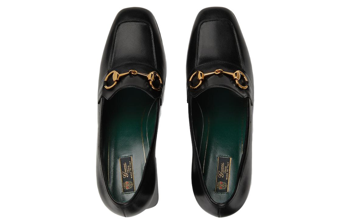 (WMNS) Gucci Web Accent Leather Pumps 'Black' 757934-AACE8-1000