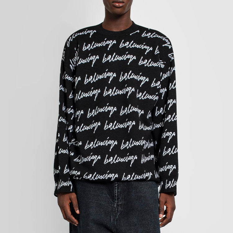 Balenciaga All Over Logo Jumper 'Black' 625984T31841070