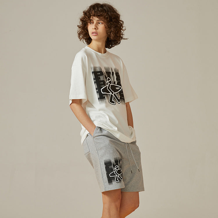 PJs Vigor Alphabet Pattern Printing Short Sleeve Unisex White 20SSTS1033-P