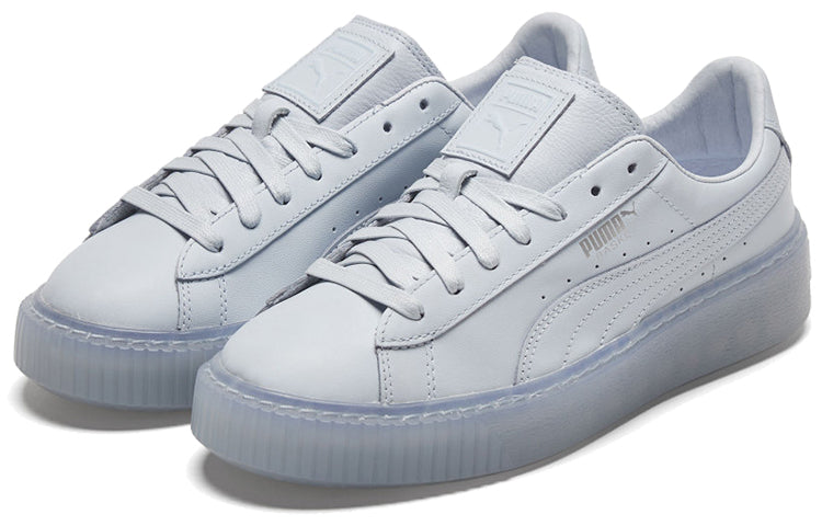 (WMNS) PUMA Basket Platform Core Light Blue/Silvery Low Board Shoes 364040-10