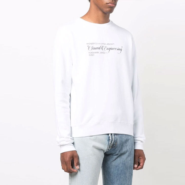 Men's Off-White FW21 Painting Pattern Round Neck Pullover Slim Fit White OMBA025G21FLE0010159