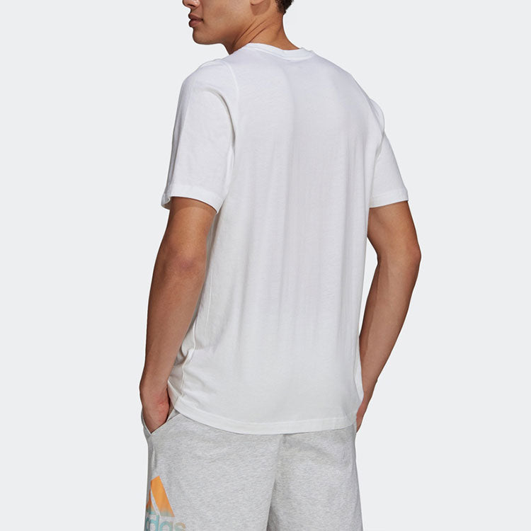 adidas Gradient Alphabet Logo Sports Round Neck Short Sleeve White GK9617