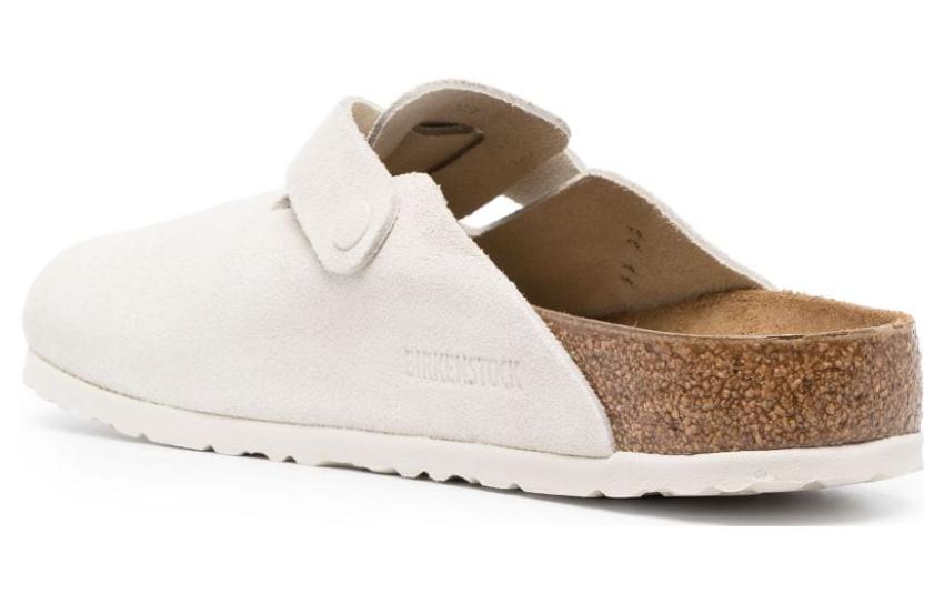 Birkenstock Boston Suede Leather Narrow Fit Sandals 'Antique White' 1024740