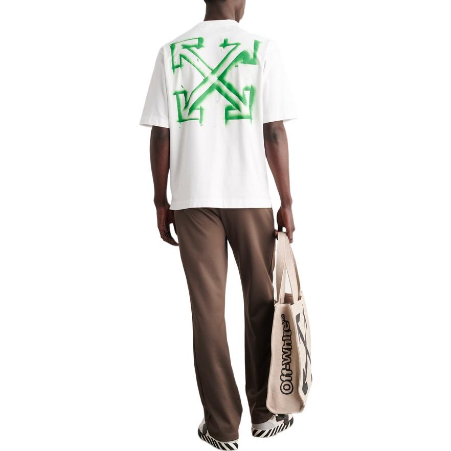 Men's Off-White SS22 Diagonal Arrow Spray Painting Short Sleeve Loose Fit White T-Shirt OMAA126S22JER0050170