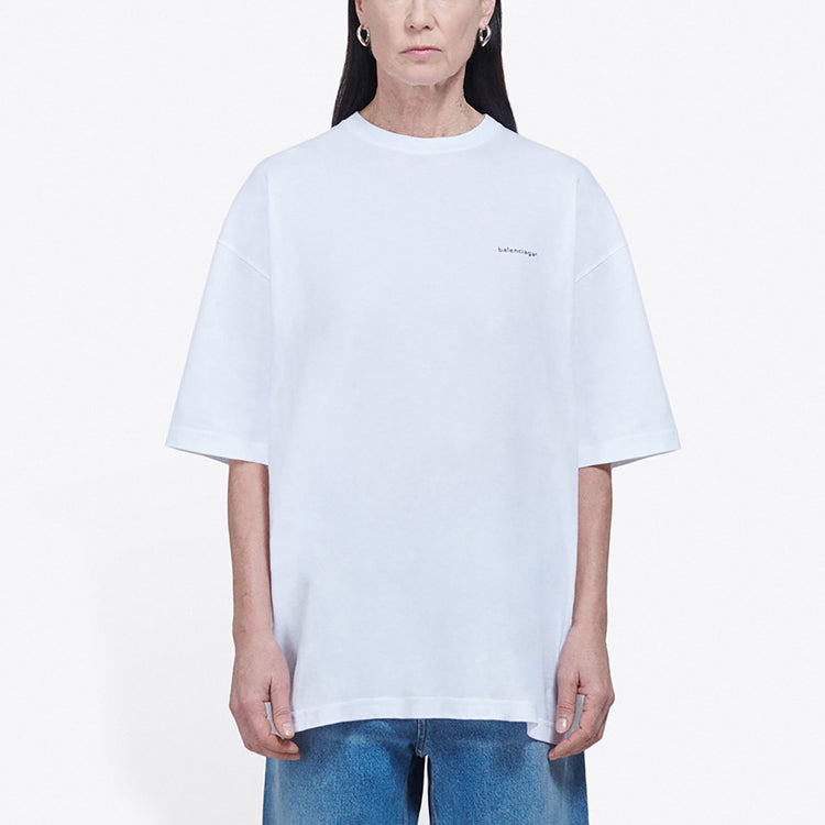 Balenciaga Small Alphabet logo Loose Short Sleeve White 556104TYK289000