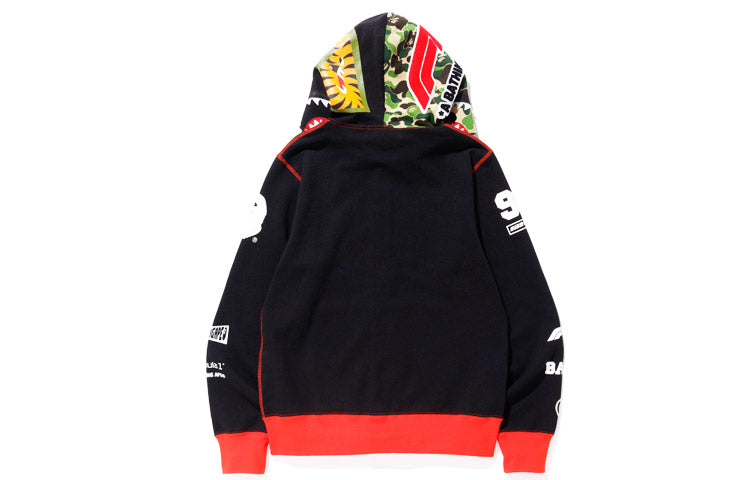A Bathing Ape Shark Full Zip Hoodie 'Black Red' 1F73-115-901