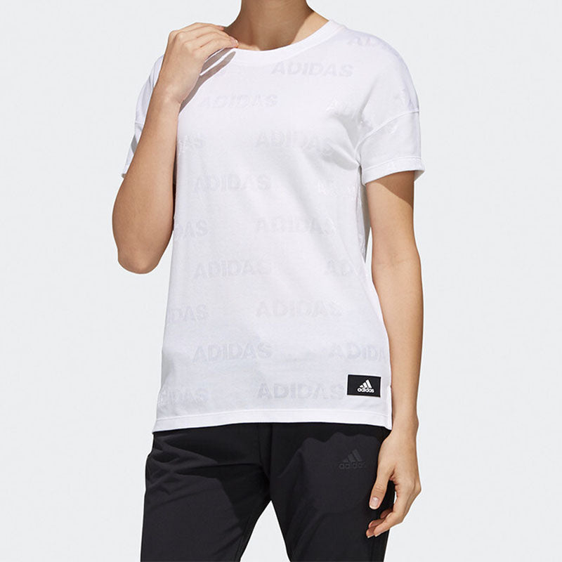 (WMNS) adidas Sports Stylish Round Neck Pullover Short Sleeve White FK3518