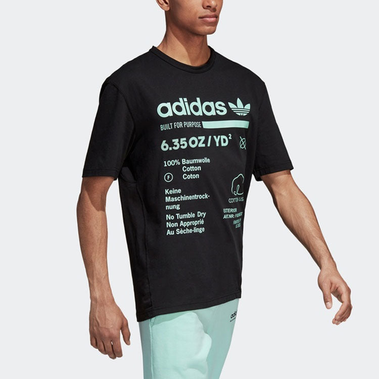 adidas originals KAVAL Alphabet Printing Pattern Short Sleeve Black DM1486
