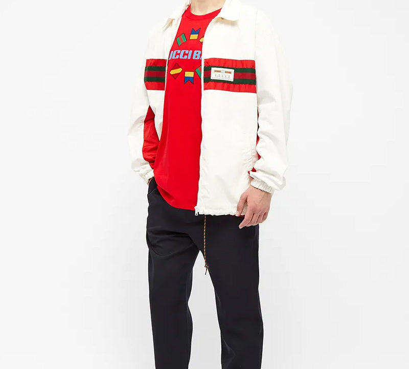 Gucci Band Flag Embroidered Big Logo For Men Red 565806-XJB2W-6229