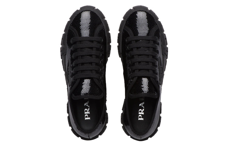 (WMNS) PRADA Double wheel sequin sneakers 'Black' 1E787M_959_F0002_F_050