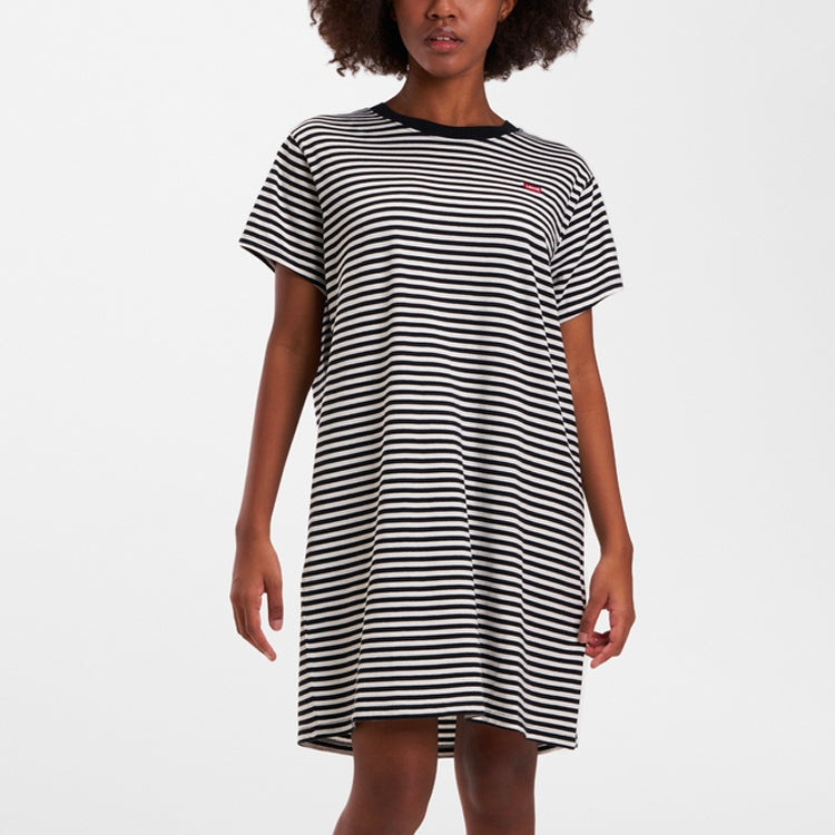 Levis Stripe Short Sleeve T-Shirt Dress Black White 24934-0000