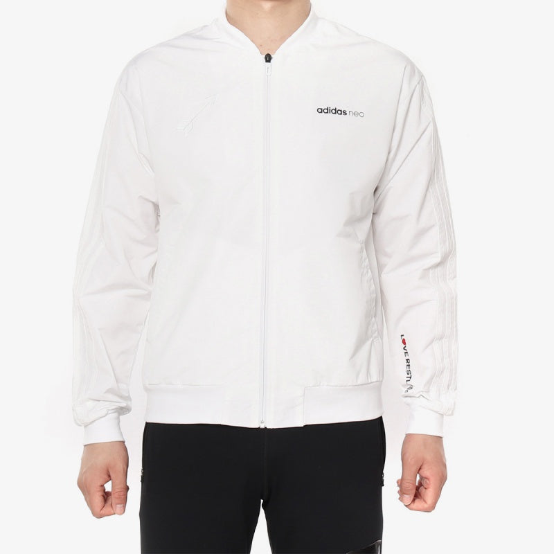 Men's adidas Casual Sports Baseball White Jacket EI4442