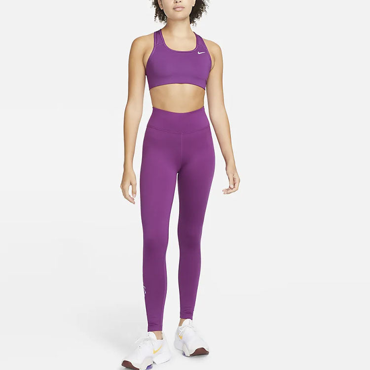(WMNS) Nike Therma-FIT One Mid-Rise Graphic Training Leggings 'Purple' DQ6186-503