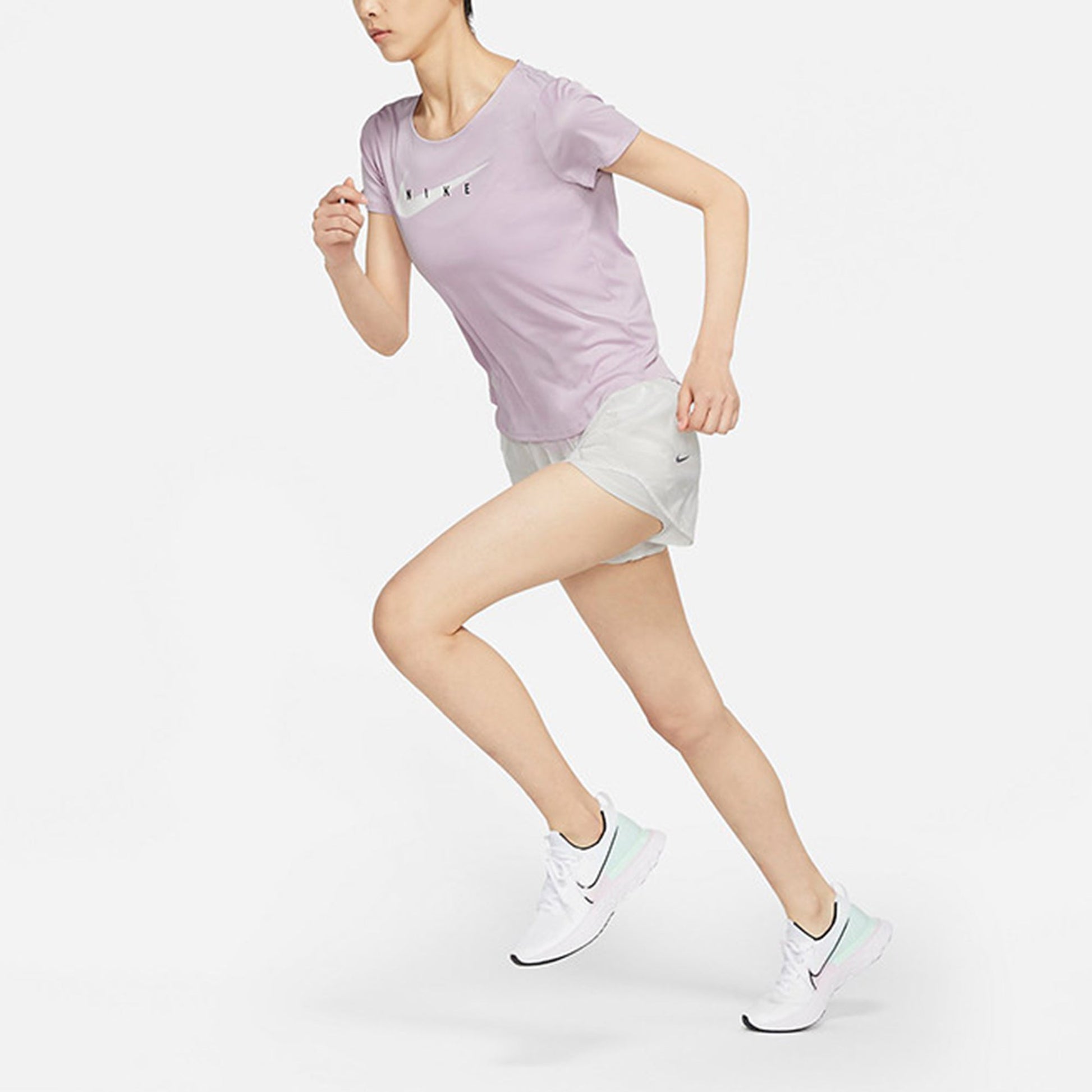 (WMNS) Nike AS W NK SWOOSH Run Top SS ICED LILAC CZ9279-576