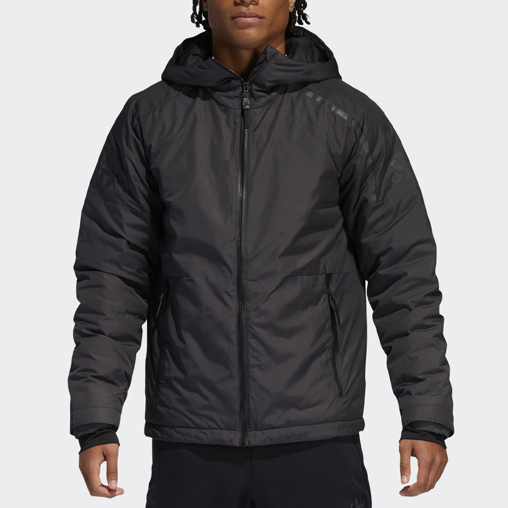 adidas Harden Zne Jkt Solid Color Stay Warm hooded Basketball Down Jacket Black EI9715