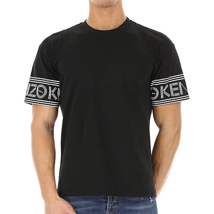 Men's KENZO Cotton Printing logo Short Sleeve Black 5TS0434BD-99