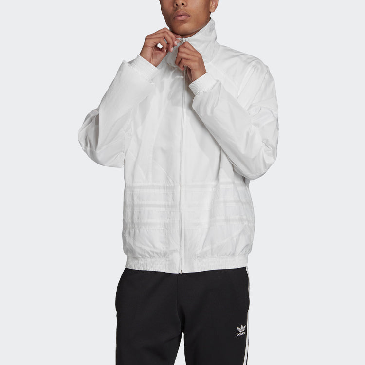 adidas originals Bg Trefoil Tt Solid Color Large Logo Athleisure Casual Sports Jacket White FM9889
