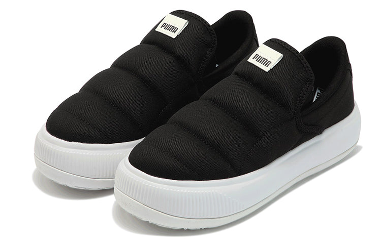 (WMNS) PUMA Suede Mayu Slip-On Canvas 'Black White' 385595-01